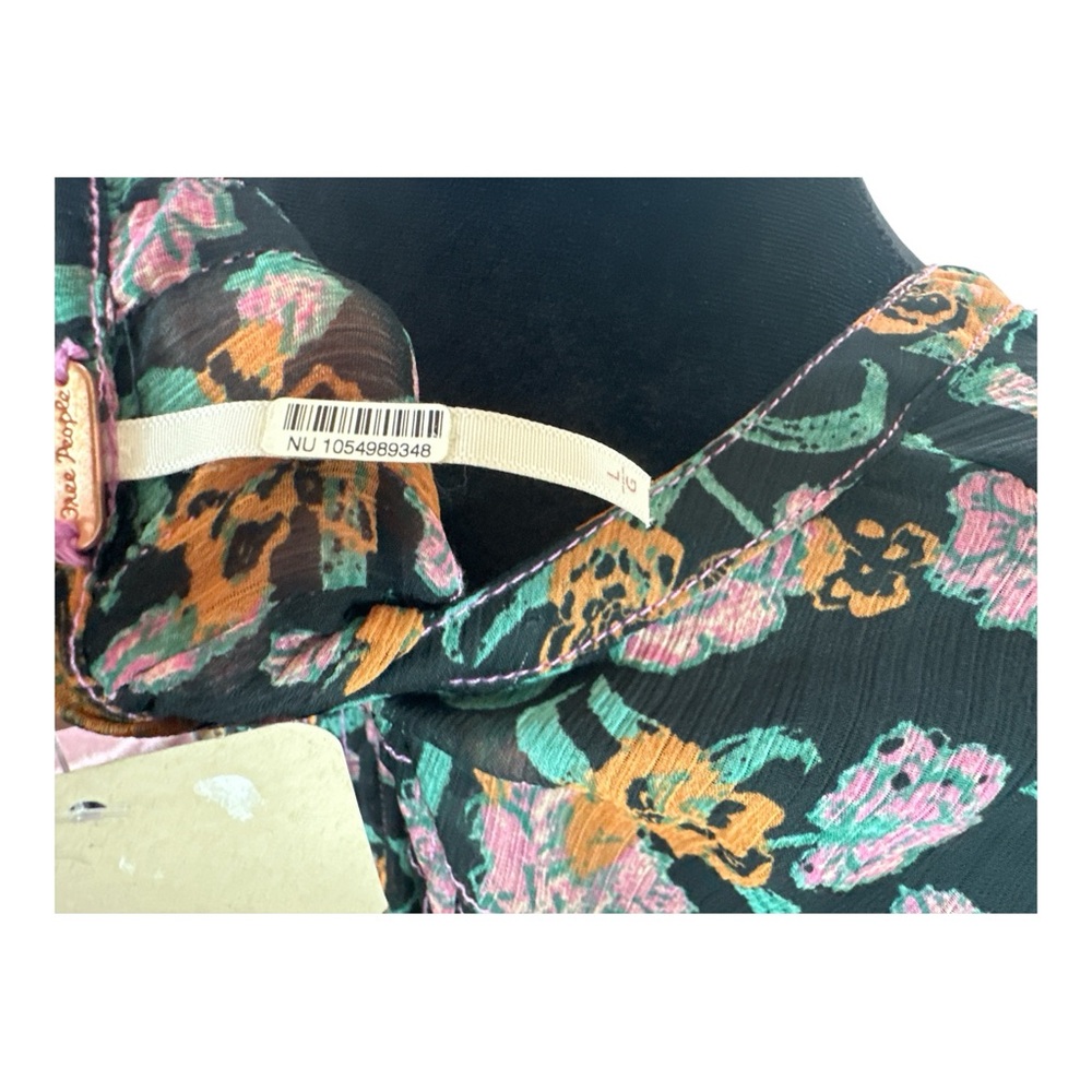 Free People Black Floral Maxi Dress with Green and Rust Accents - Picture 8 of 10